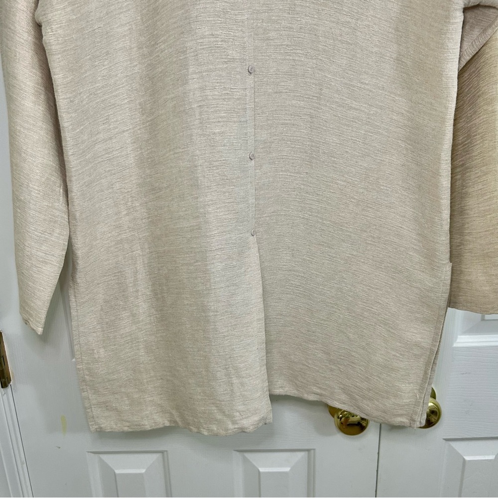 Eileen Fisher Linen & Cotton Neutral Beige Lagenlook Button Front Tunic Jacket S - Picture 3 of 15